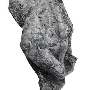 Chico's Elephant Print Scarf/ Leopard Border/ Wrap